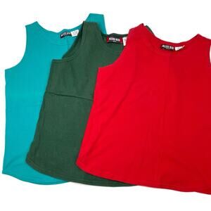 Alexis Reed Sport | Vintage Set of 3 Tank Tops 100% Cotton- Red, Green, Teal M